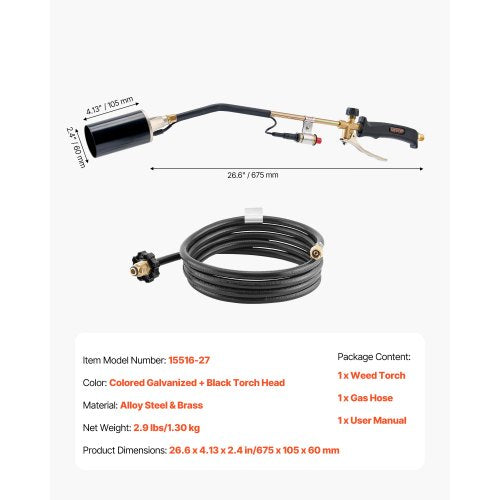 Propane Torch Weed Burner High Output 1800000 BTU with 10 ft Hose Heavy
