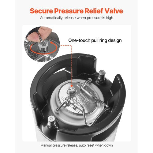 Corny Keg 5 Gallon Ball Lock Keg SUS304 Cold Brew Kegs with Dual Rubber