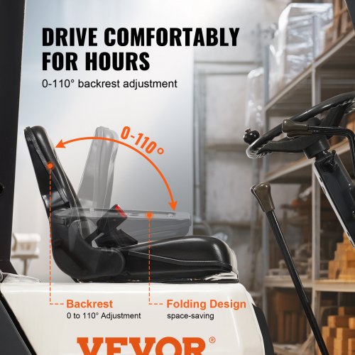 Universal Forklift Seat Fold Down Tractor Seat with Adjustable Angle Back