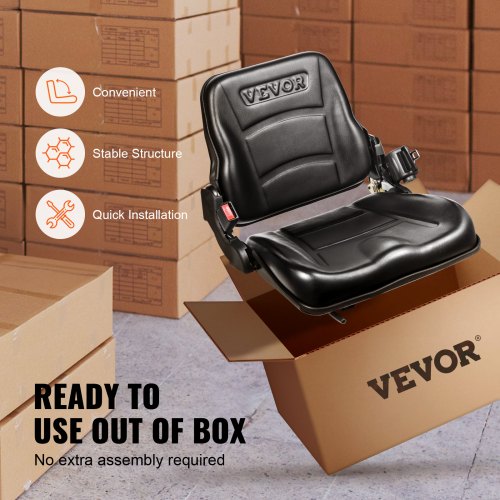 Universal Forklift Seat Fold Down Tractor Seat with Adjustable Angle Back