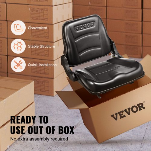 Universal Forklift Seat Fold Down Tractor Seat with Adjustable Angle Back