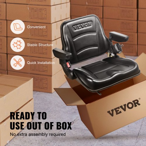 Universal Forklift Seat Fold Down Tractor Seat with Adjustable Angle Back