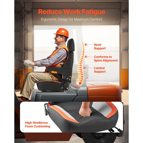 Universal Forklift Seat Tractor Seat with Adjustable Back Armrest