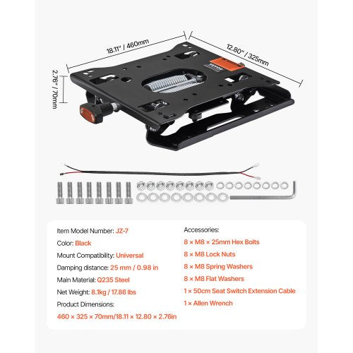 Seat Suspension Kit Without Seat Slider Track Universal Air Ride Seat