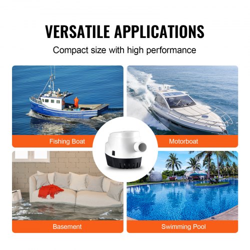 Bilge Pump 1100GPH 12V Automatic Submersible Boat Bilge Water Pump with Float
