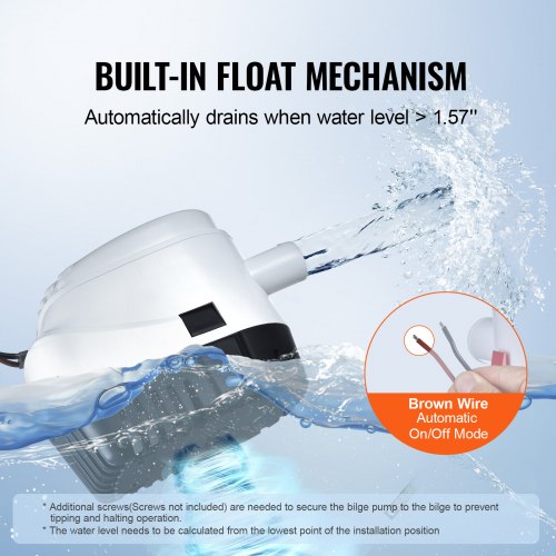 Bilge Pump 750GPH 12V Automatic Submersible Boat Bilge Water Pump with Float