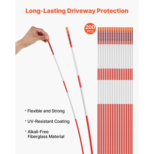 Driveway Markers 200Pcs 48 in Long 14 in Dia HiVisibility Driveway