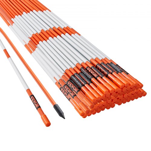 Driveway Markers 100 PCS 48 inch 0.4 inch Diameter Orange Fiberglass