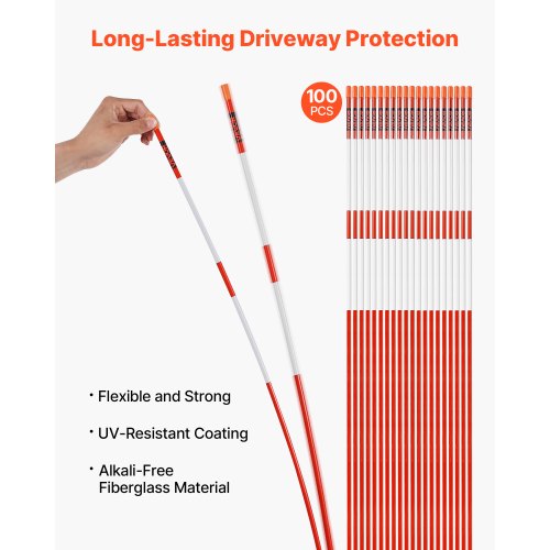 Driveway Markers 100Pcs 72 in Long 516 in Dia HiVisibility Driveway