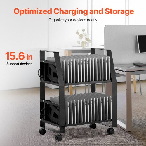 Laptop Cart 32 Device Mobile Open Charging Station Up to 15.6 in Screen