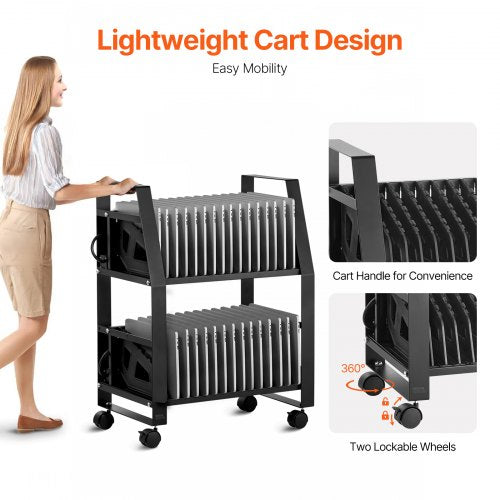 Laptop Cart 32 Device Mobile Open Charging Station Up to 15.6 in Screen