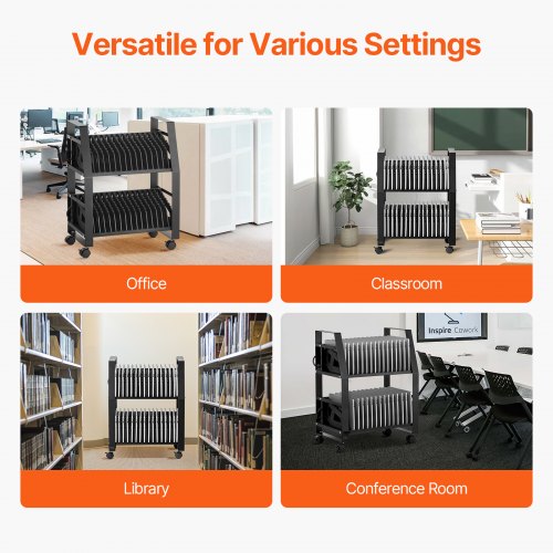 Laptop Cart 32 Device Mobile Open Charging Station Up to 15.6 in Screen