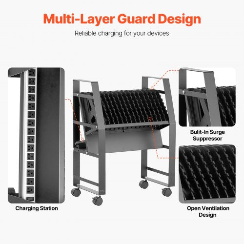 Charging Cart 16 Device Mobile Open Charging Station Up to 15.6 in Screen