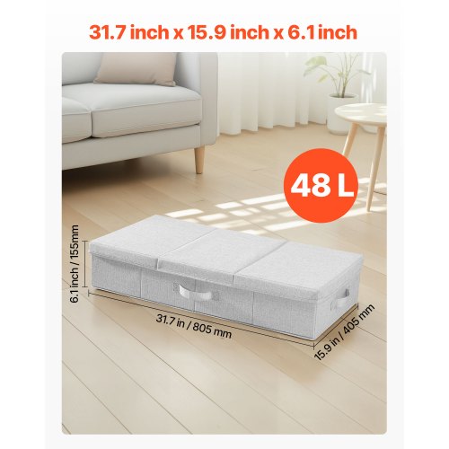 Under Bed Storage with Lids 317 x 159 x 6.1 Inch 48L Large Underbed