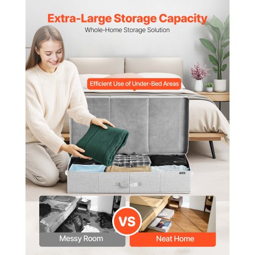 Under Bed Storage with Lids 317 x 159 x 6.1 Inch 48L Large Underbed