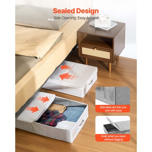 Under Bed Storage with Lids 317 x 159 x 6.1 Inch 48L Large Underbed