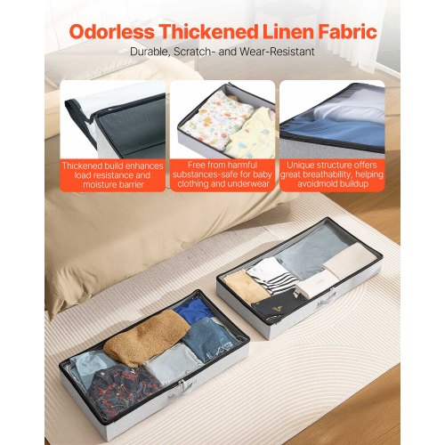 Under Bed Storage with Clear Lids 335 x 169 x 4.7 Inch 45L Large