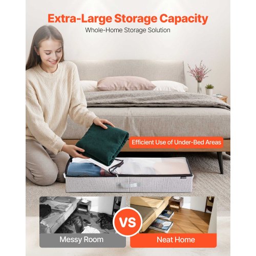 Under Bed Storage with Clear Lids 335 x 169 x 4.7 Inch 45L Large