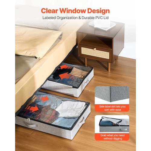 Under Bed Storage with Clear Lids 335 x 169 x 4.7 Inch 45L Large
