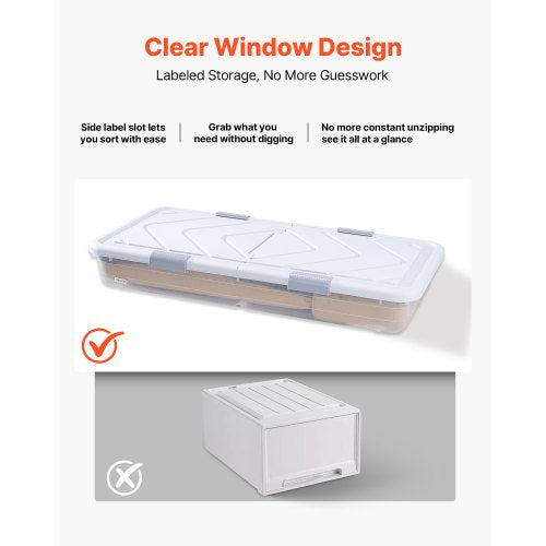 Under Bed Storage with Wheels 31.7 x 15.6 x 6.9 inch Underbed Containers