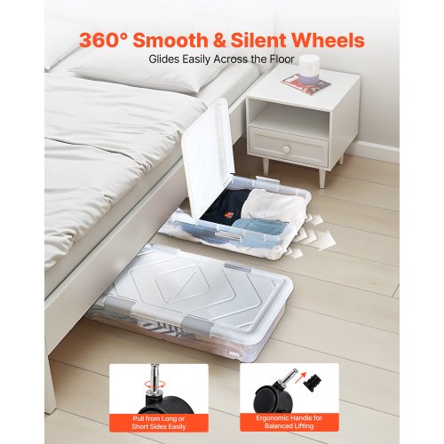Under Bed Storage with Wheels 31.7 x 15.6 x 6.9 inch Underbed Containers