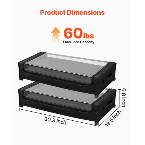Under Bed Storage with Wheels 30.3 x 18.5 x 6.8 inch Underbed Containers