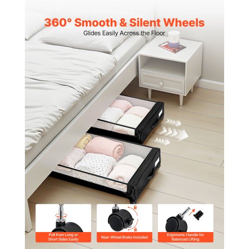 Under Bed Storage with Wheels 30.3 x 18.5 x 6.8 inch Underbed Containers