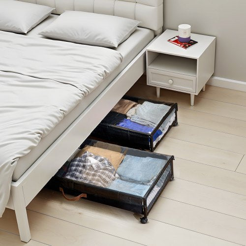 Under Bed Storage with Wheels 360 x 181 x 7.3 inch Underbed Containers