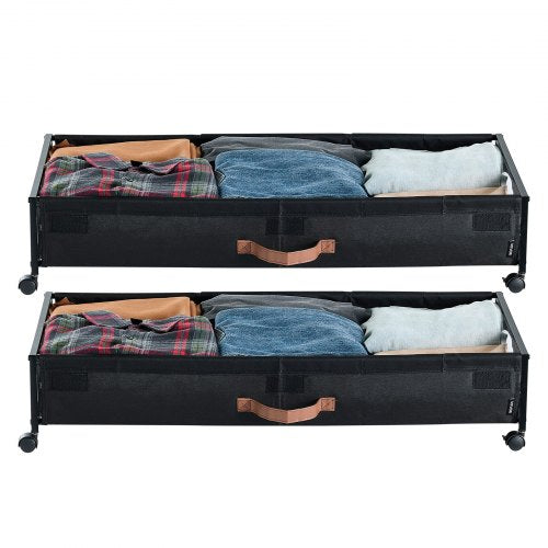 Under Bed Storage with Wheels 360 x 181 x 7.3 inch Underbed Containers