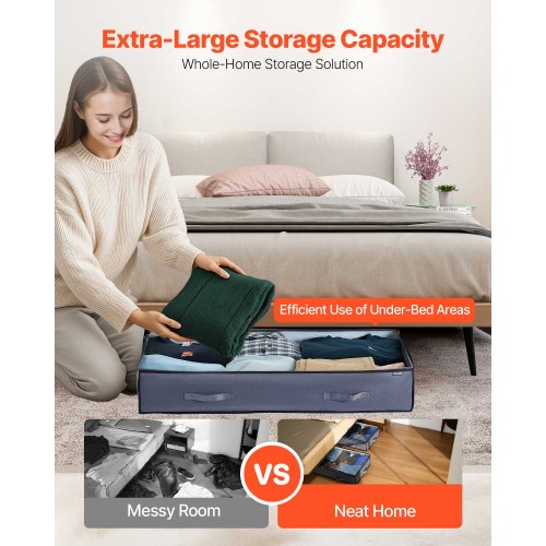 Under Bed Storage with Clear Lids 392 x 197 x 7.1 Inch 90L Large