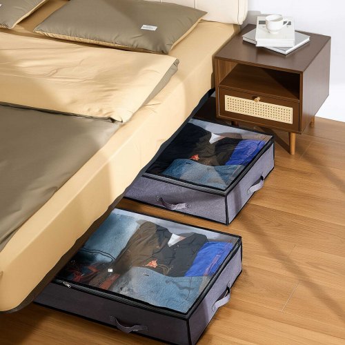 Under Bed Storage with Clear Lids 392 x 197 x 7.1 Inch 90L Large