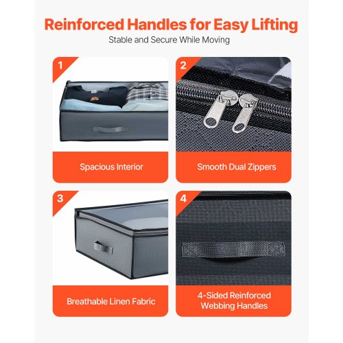Under Bed Storage with Clear Lids 392 x 197 x 7.1 Inch 90L Large