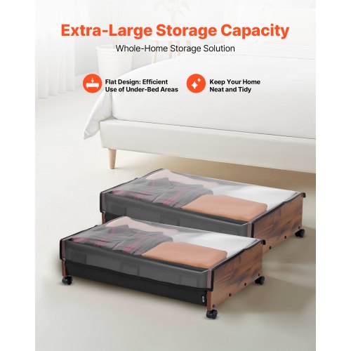 Under Bed Storage with Wheels 256 x 181 x 7.1 inch Underbed Containers