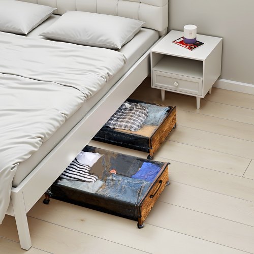 Under Bed Storage with Wheels 256 x 181 x 7.1 inch Underbed Containers