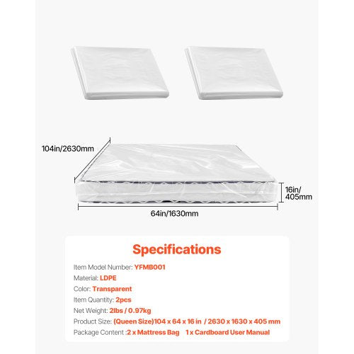 Plastic Mattress Bag 2 Mil Thick Mattress Storage Bag WearResistant