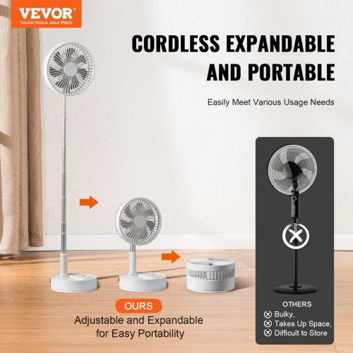8 Inch Foldable Oscillating Standing Fan with Remote Control 4 Speed
