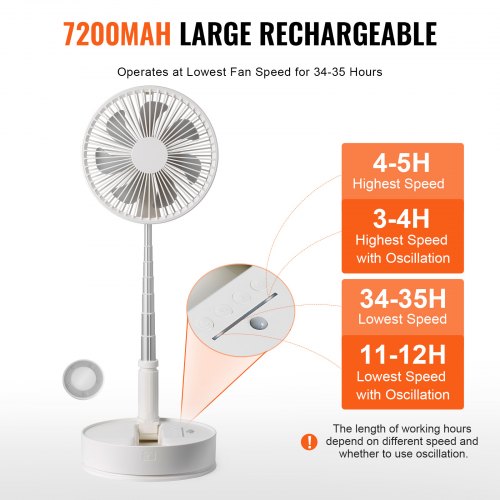 8 Inch Foldable Oscillating Standing Fan with Remote Control 4 Speed