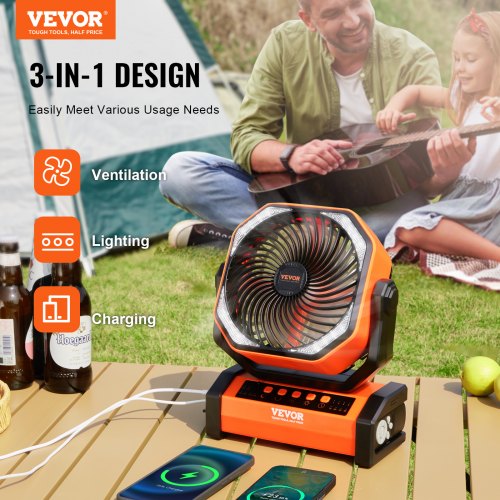 Portable Fan Rechargeable 9 inch Battery Powered Fan with LED Lantern 4