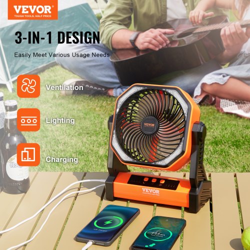 Portable Fan Rechargeable 8 inch Battery Powered Fan with LED Lantern 4