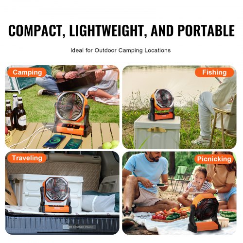 Portable Fan Rechargeable 8 inch Battery Powered Fan with LED Lantern 4