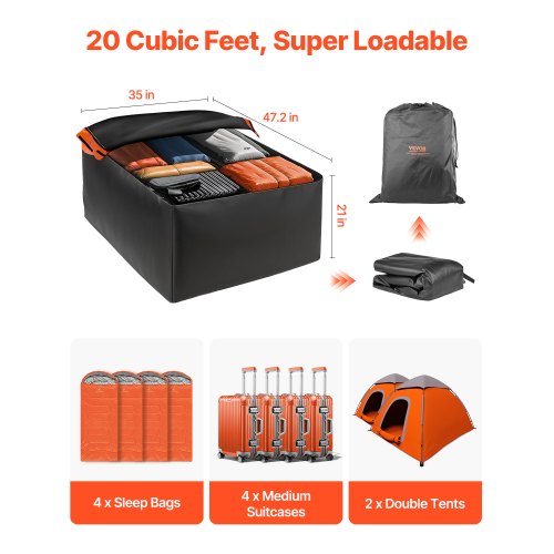 Car Rooftop Cargo Carrier Bag 20 Cubic Feet Roof Cargo Carrier Heavy Duty