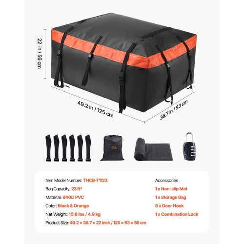 Car Rooftop Cargo Carrier Bag 23 Cubic Feet Roof Cargo Carrier Heavy Duty