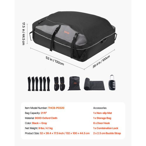 Car Rooftop Cargo Carrier Bag 21 Cubic Feet Cargo Carrier for Car Roof