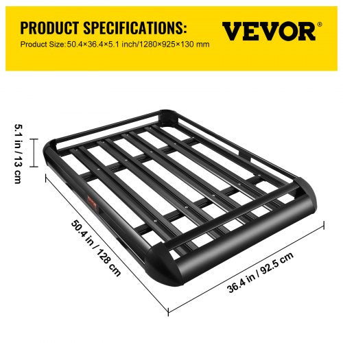 Universal 504 x 36.4 Inch Roof Basket Basket Roof Rack Aluminum Roof
