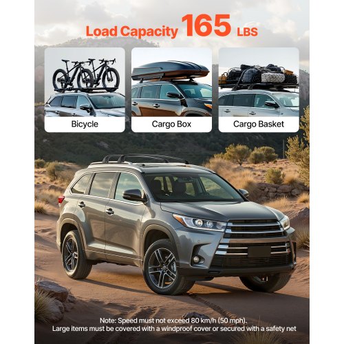 Cross Bars Roof Racks 165lbs Capacity Compatible with Toyota Highlander
