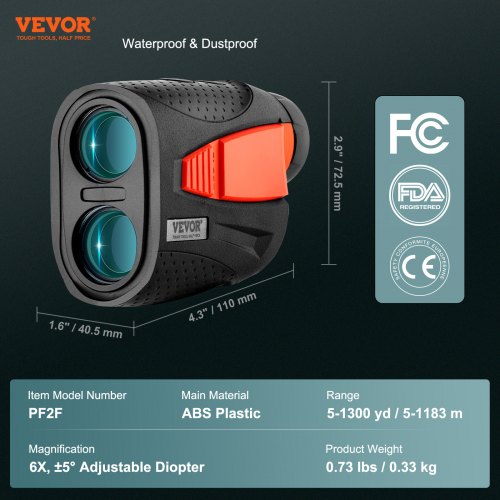 Magnetic Golf Rangefinder 1300 Yards Laser Golfing Hunting Range Finder 6X