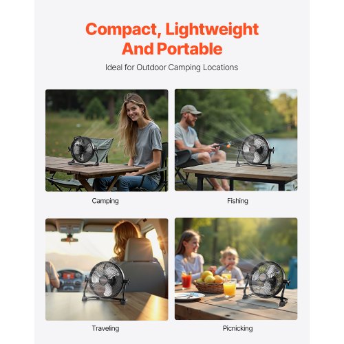 10 inch Rechargeable Battery Operated Camping Floor High Velocity Portable