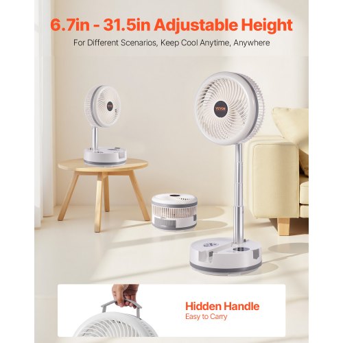 10 inch Portable Foldable Rechargeable Oscillating Fan 3in1 Battery