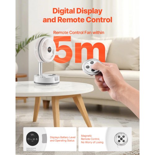 10 inch Portable Foldable Rechargeable Oscillating Fan 3in1 Battery