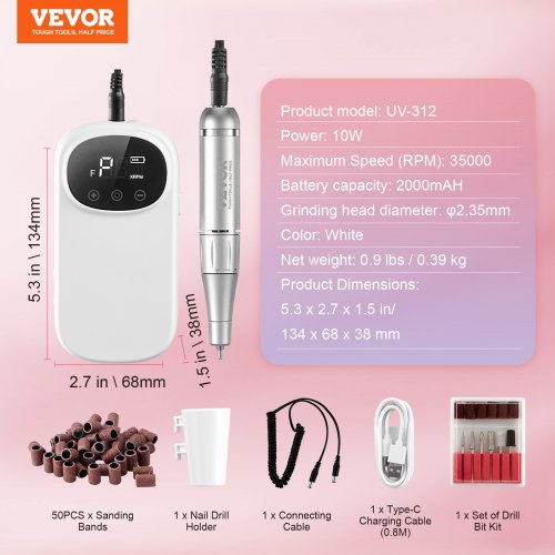 Electric Rechargeable Nail Drill 35000RPM Portable Cordless Nail E File